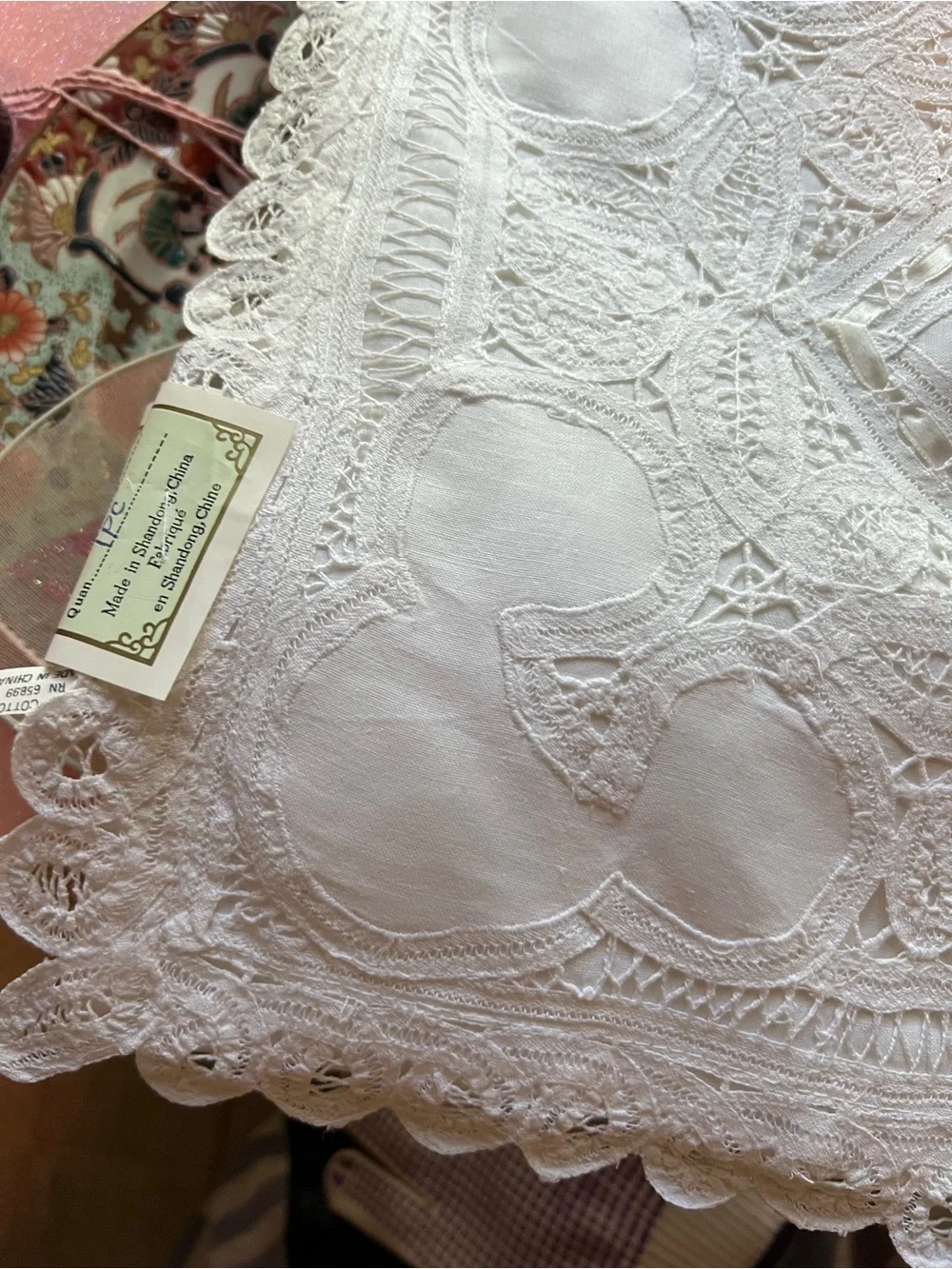 Handmade White Embroidered Lace Lingerie bag new w/tag!